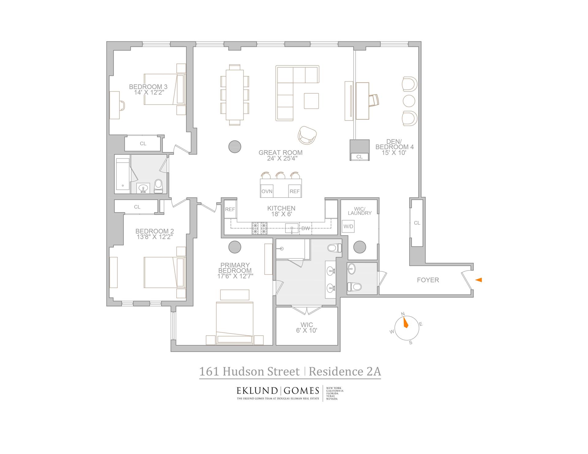 Floorplan for 161 Hudson Street, 2A