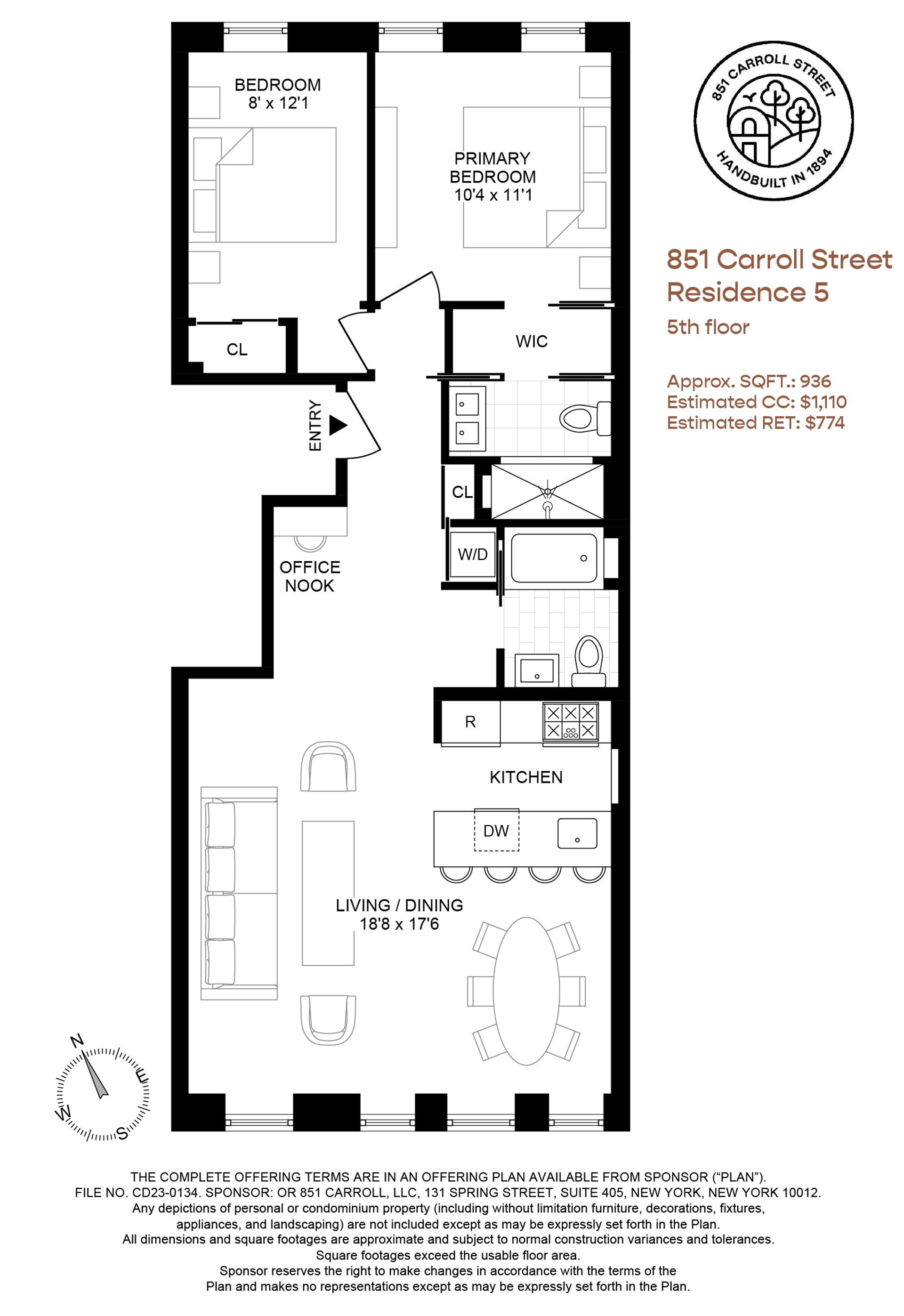 Floorplan for 851 Carroll Street, 5