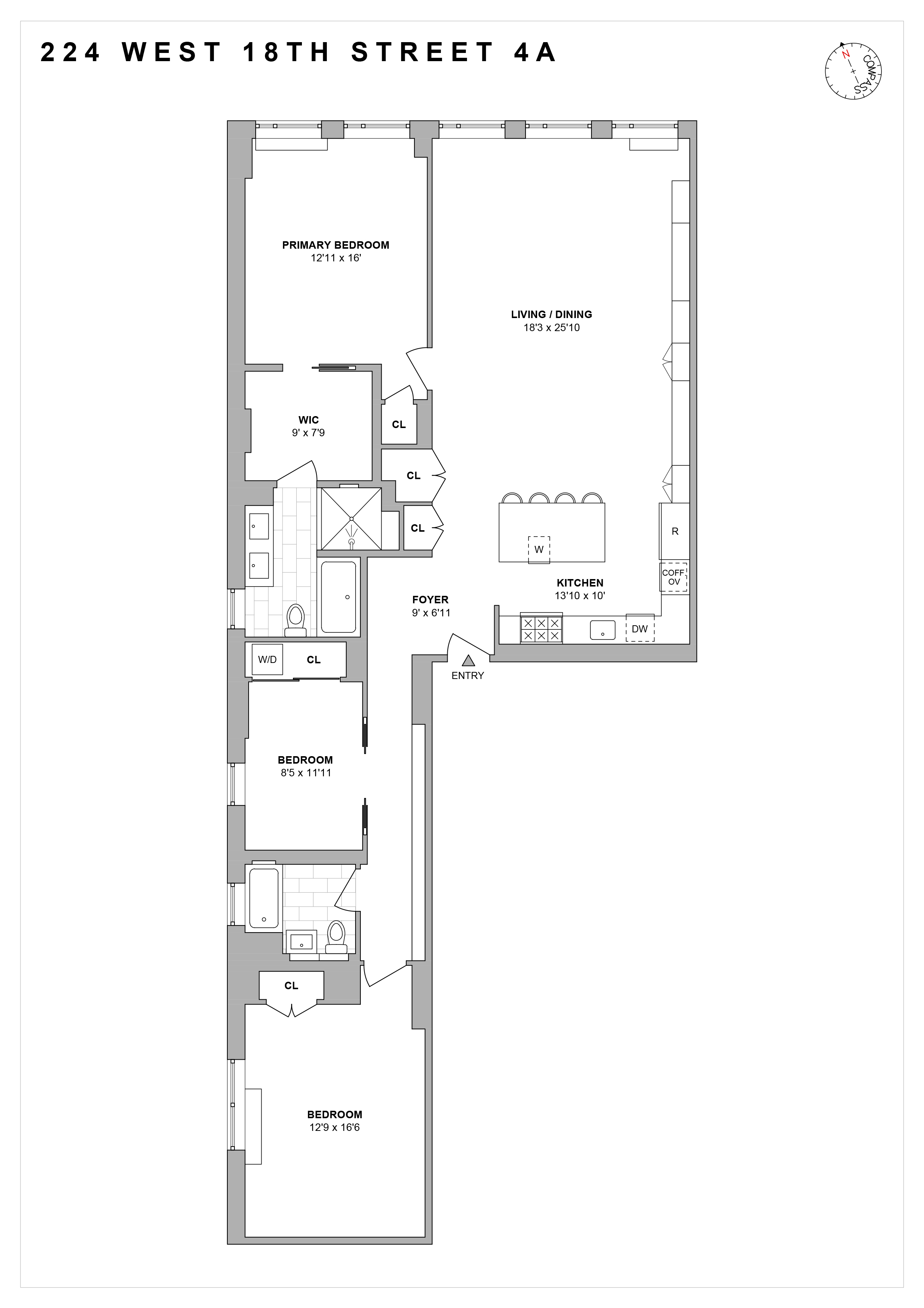 Floorplan for 224 West 18th Street, 4A