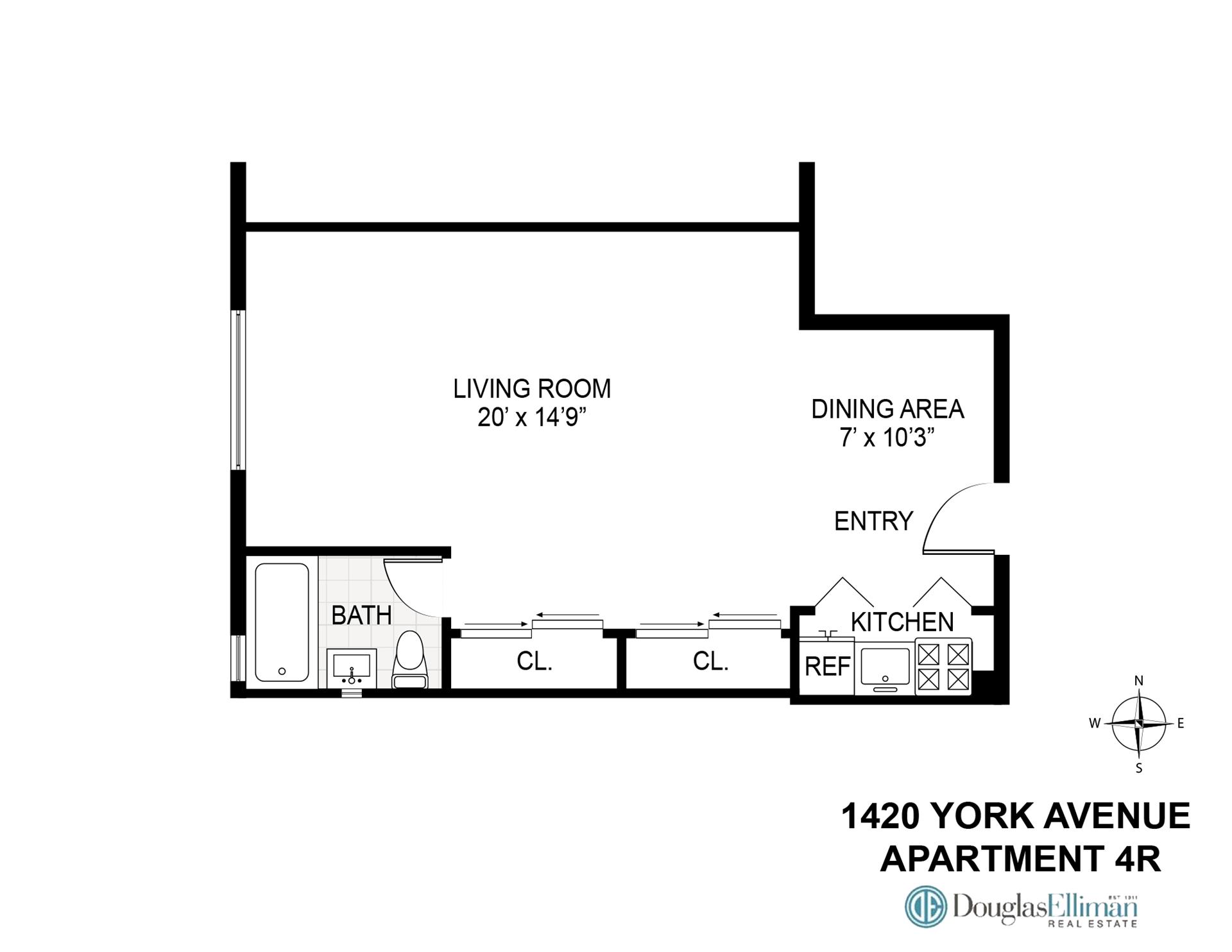 Floorplan for 1420 York Avenue, 4R