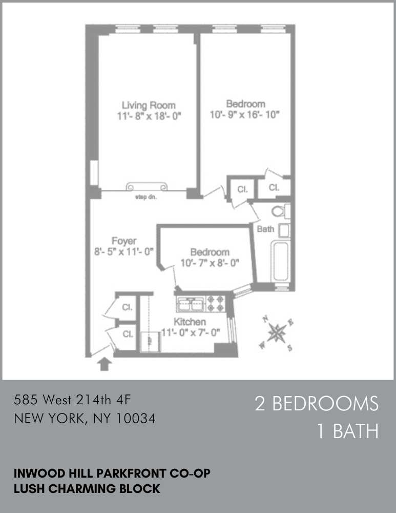 585 W 214TH Street, New York, NY 10034, 2 Bedrooms Bedrooms, 4 Rooms Rooms,1 BathroomBathrooms,Residential,For Sale,214TH,RPLU-33422931191