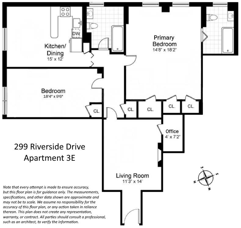 Floorplan for 299 Riverside Drive, 3-E