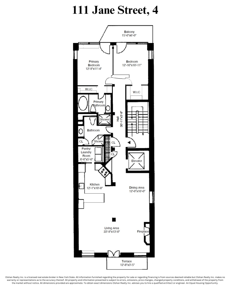 Floorplan for 111 Jane Street, 4