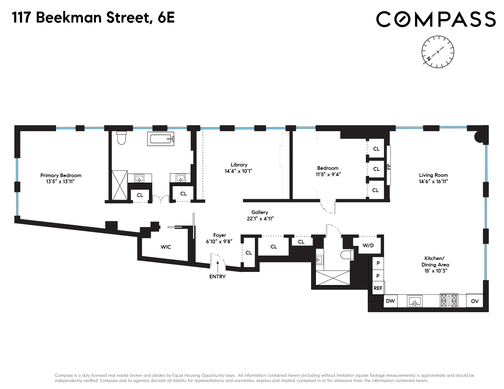 Floorplan for 117 Beekman Street, 6E