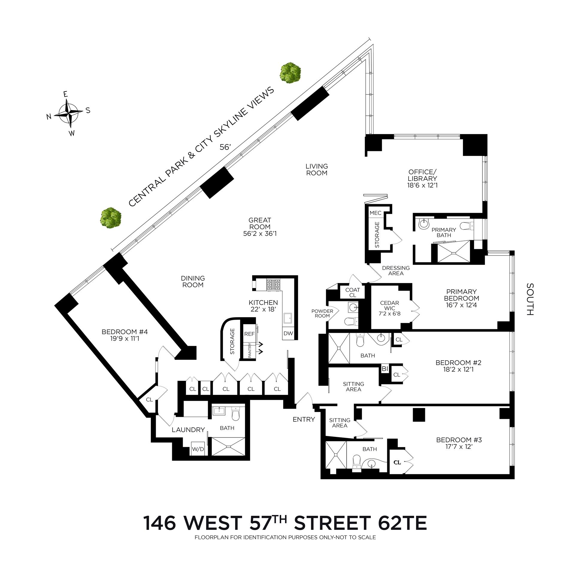 Floorplan for 146 West 57th Street, 62TE