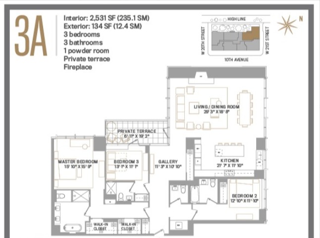 Floorplan for 500 West 21st Street, 3A