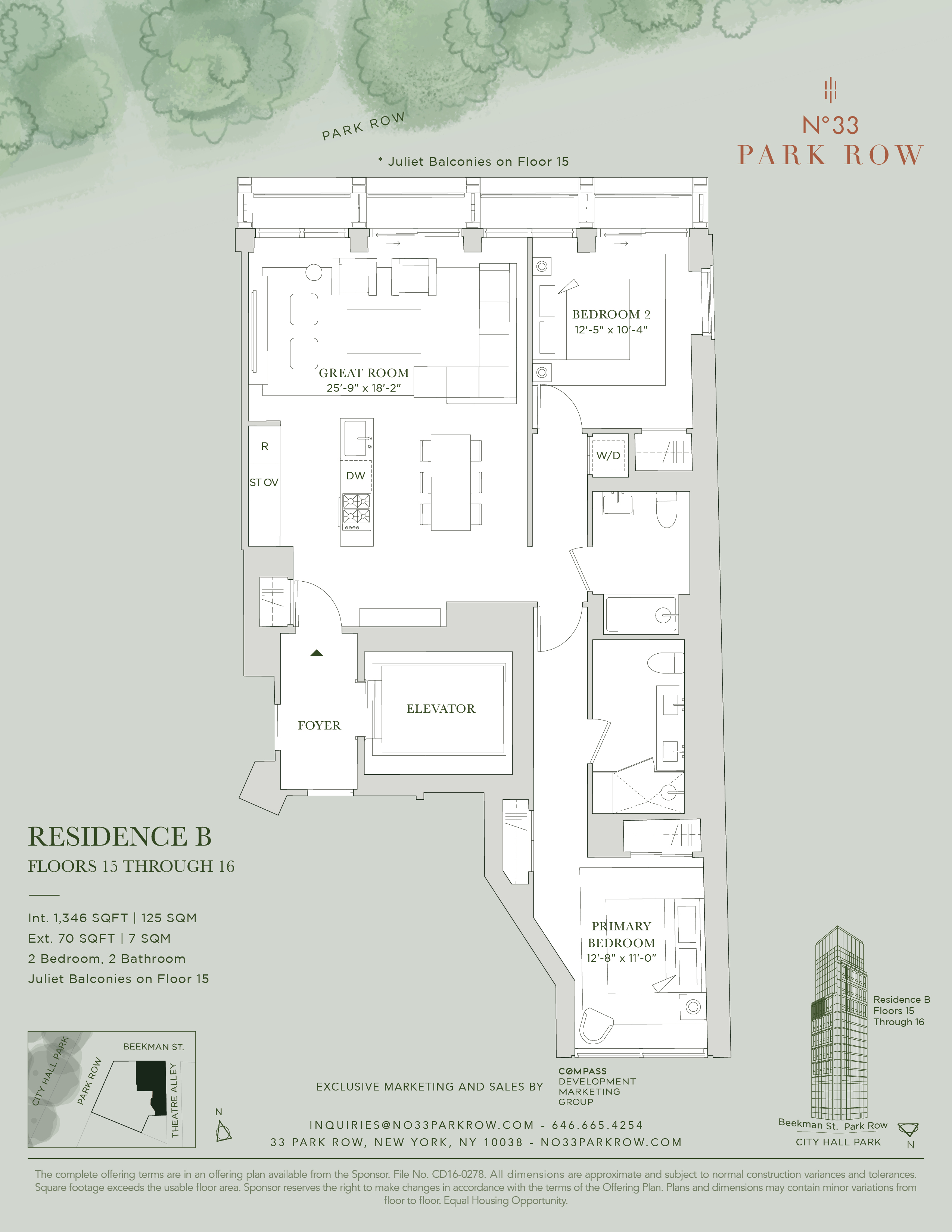 Floorplan for 33 Park Row, 16B