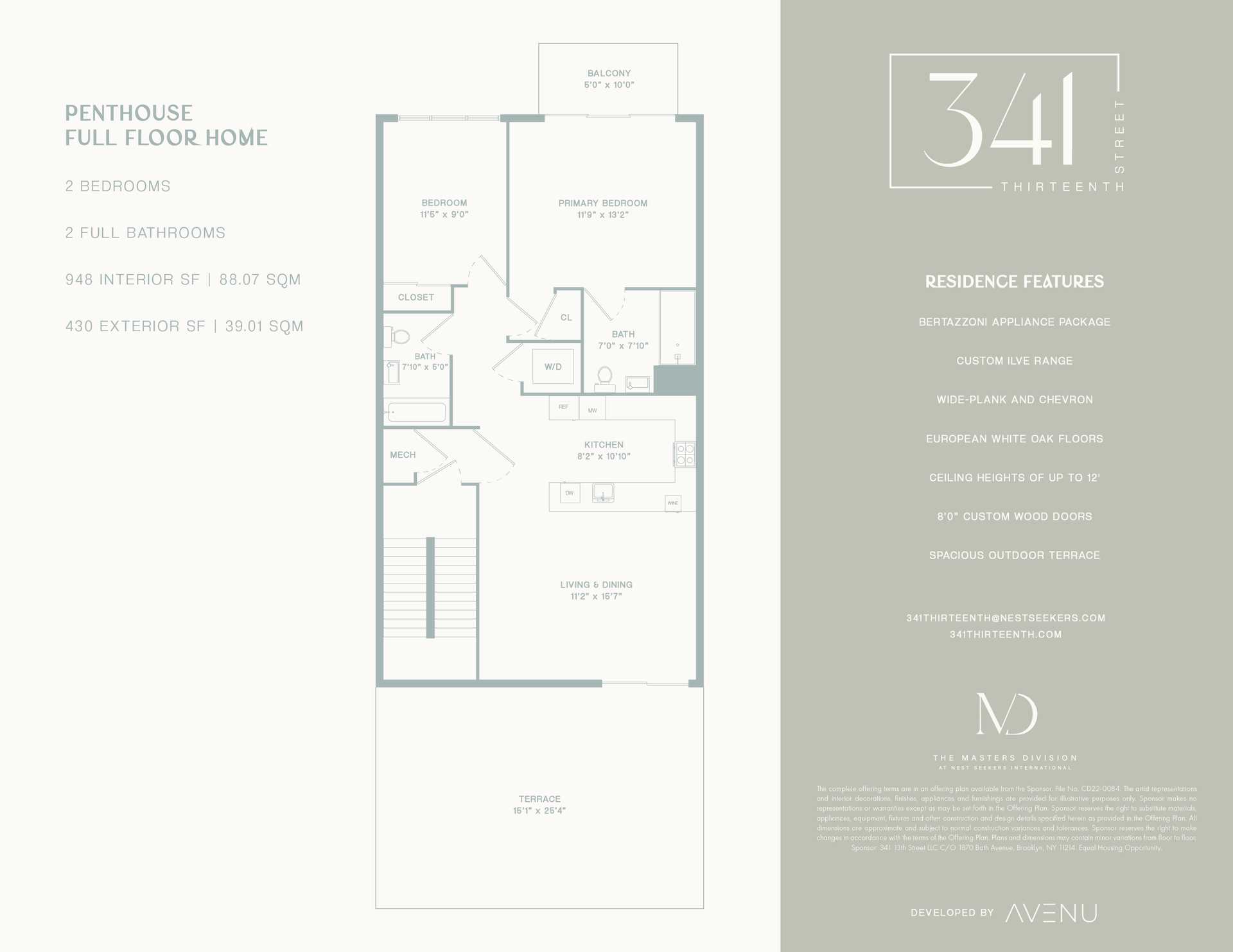 Floorplan for 341 13th Street, PH