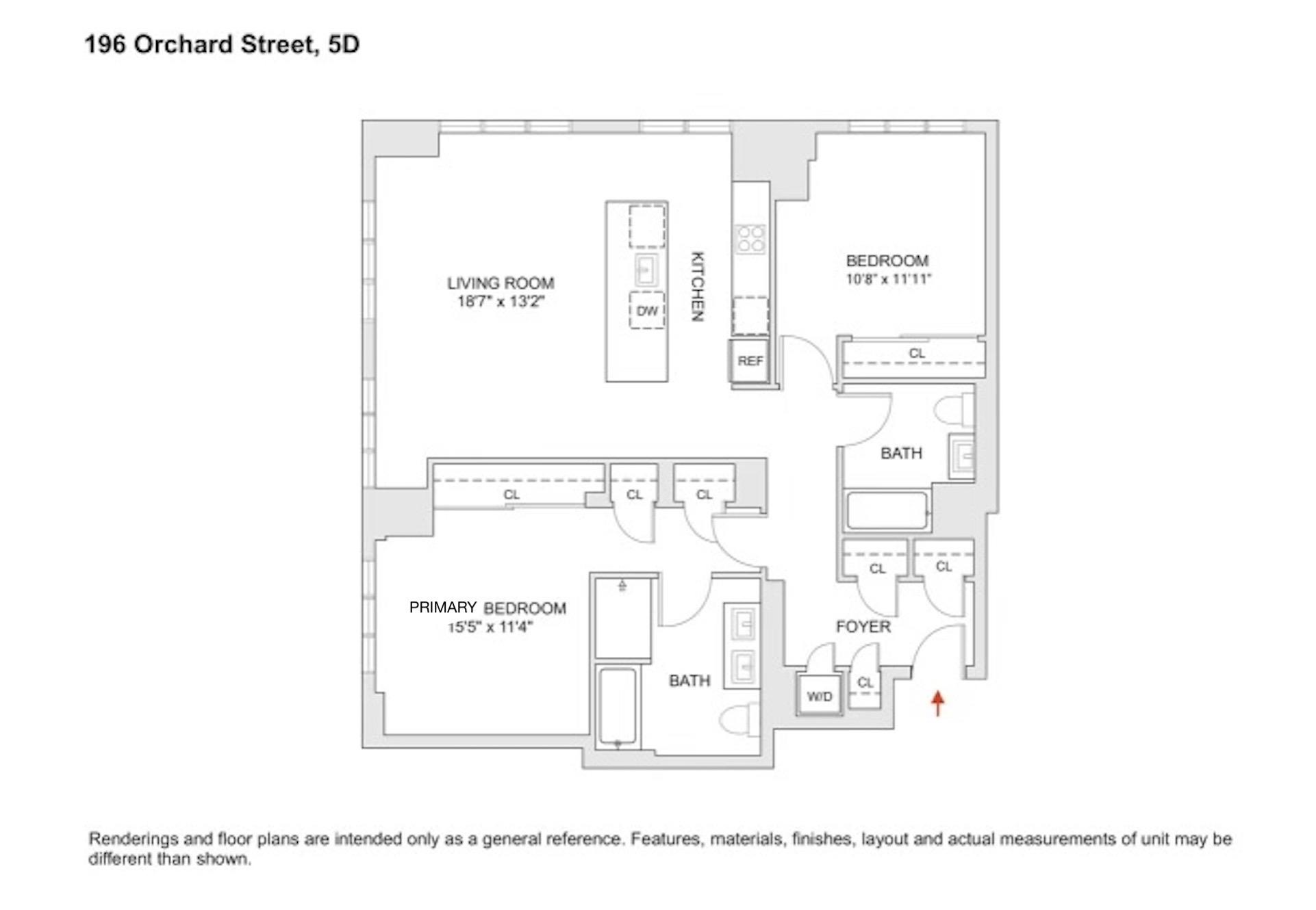 Floorplan for 196 Orchard Street, 5-D