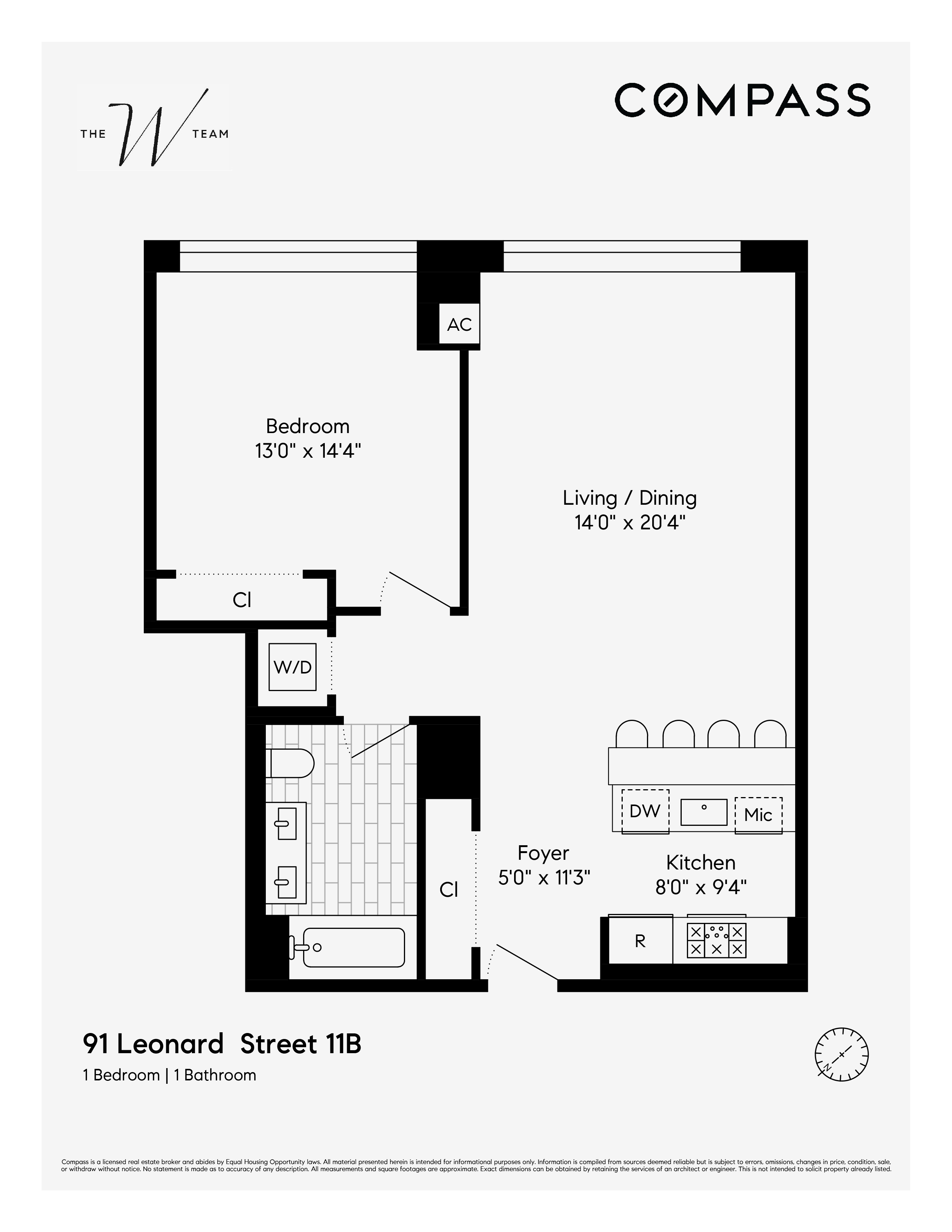 Floorplan for 91 Leonard Street, 11B