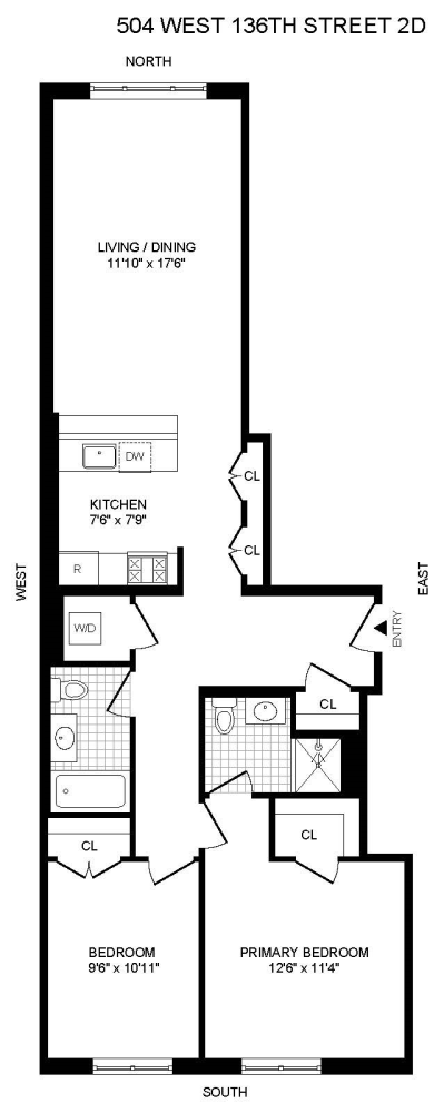 Floorplan for 504 West 136th Street, 2D