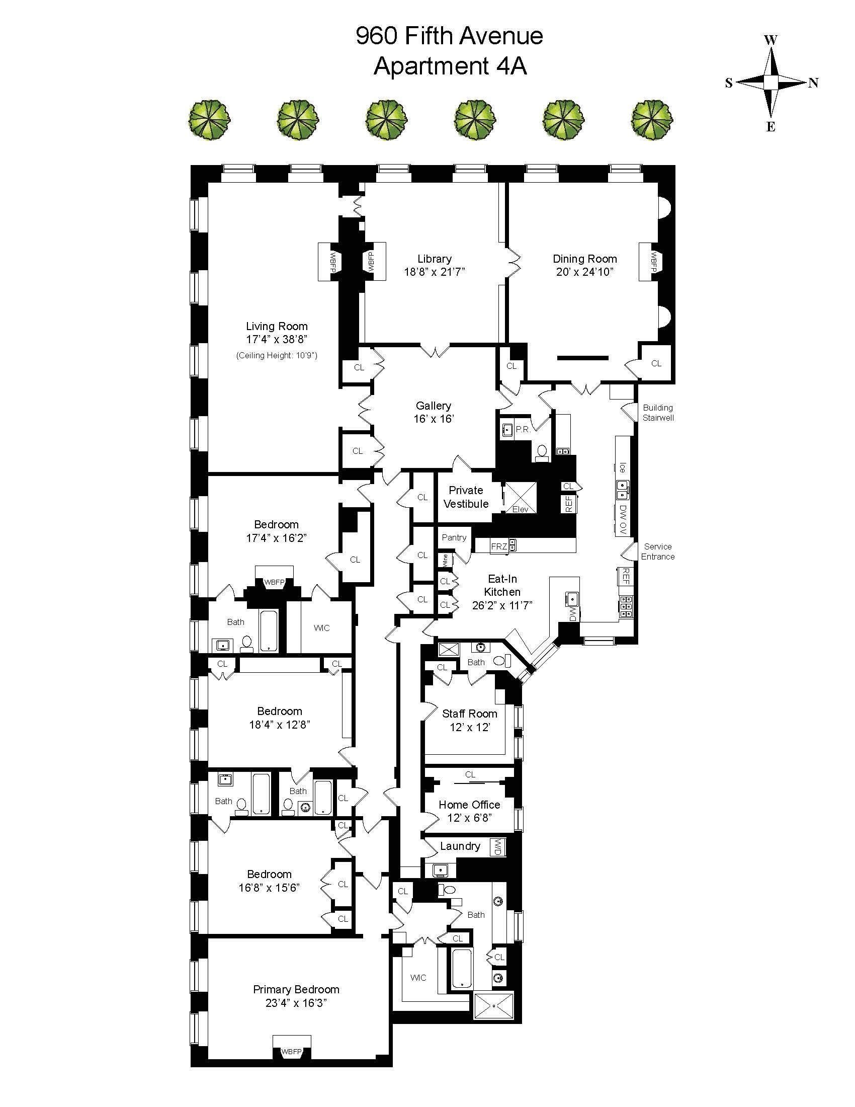 Floorplan for 960 Fifth Avenue, 4A