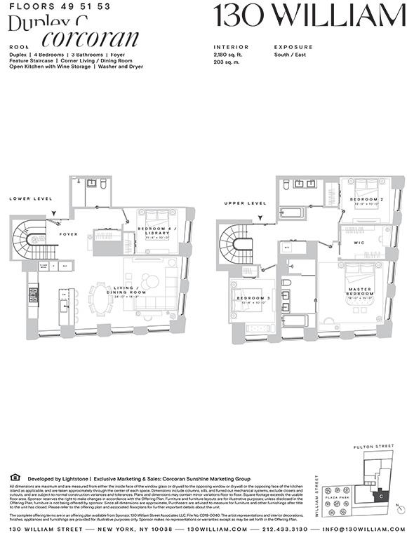 130 William Street 53Ccab, Lower Manhattan, Downtown, NYC - 4 Bedrooms  
3 Bathrooms  
6 Rooms - 