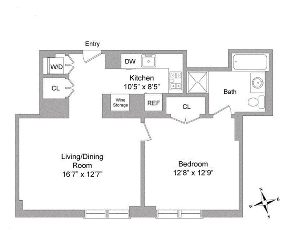 Floorplan for 100 West 58th Street, 6H