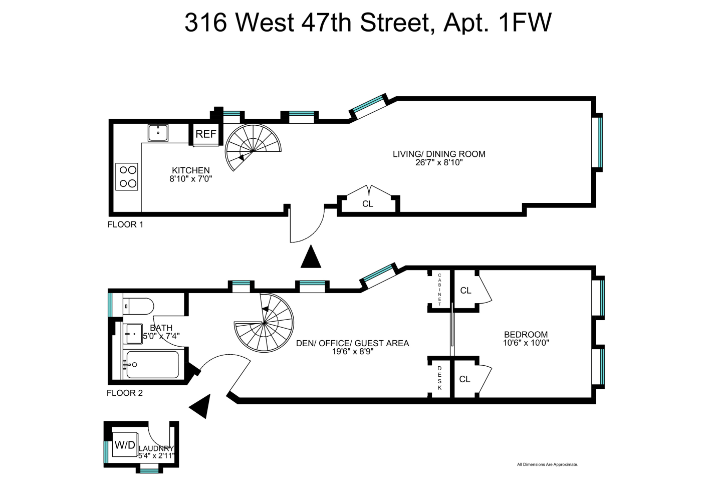 Floorplan for 316 West 47th Street, 1FW