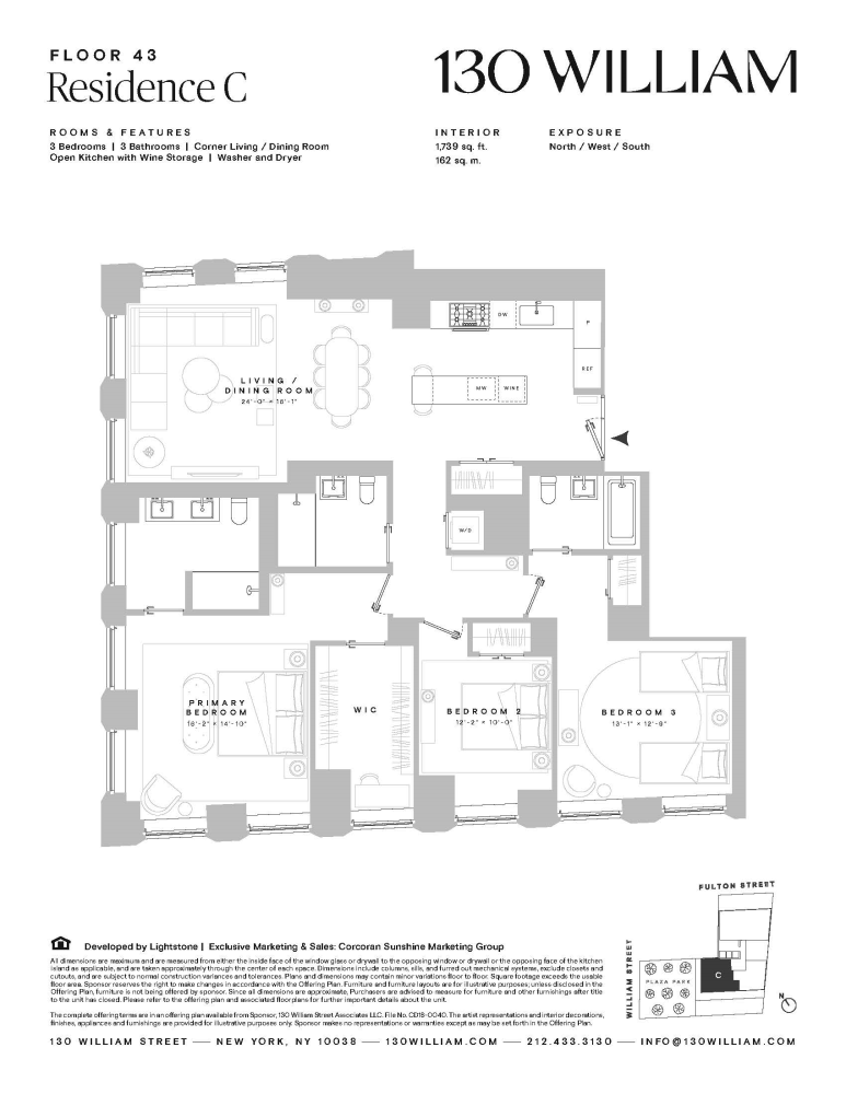 Floorplan for 130 William Street, 43C