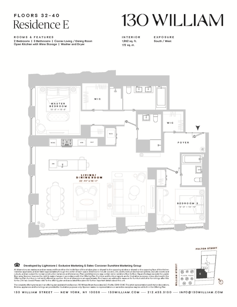 Floorplan for 130 William Street, 35E