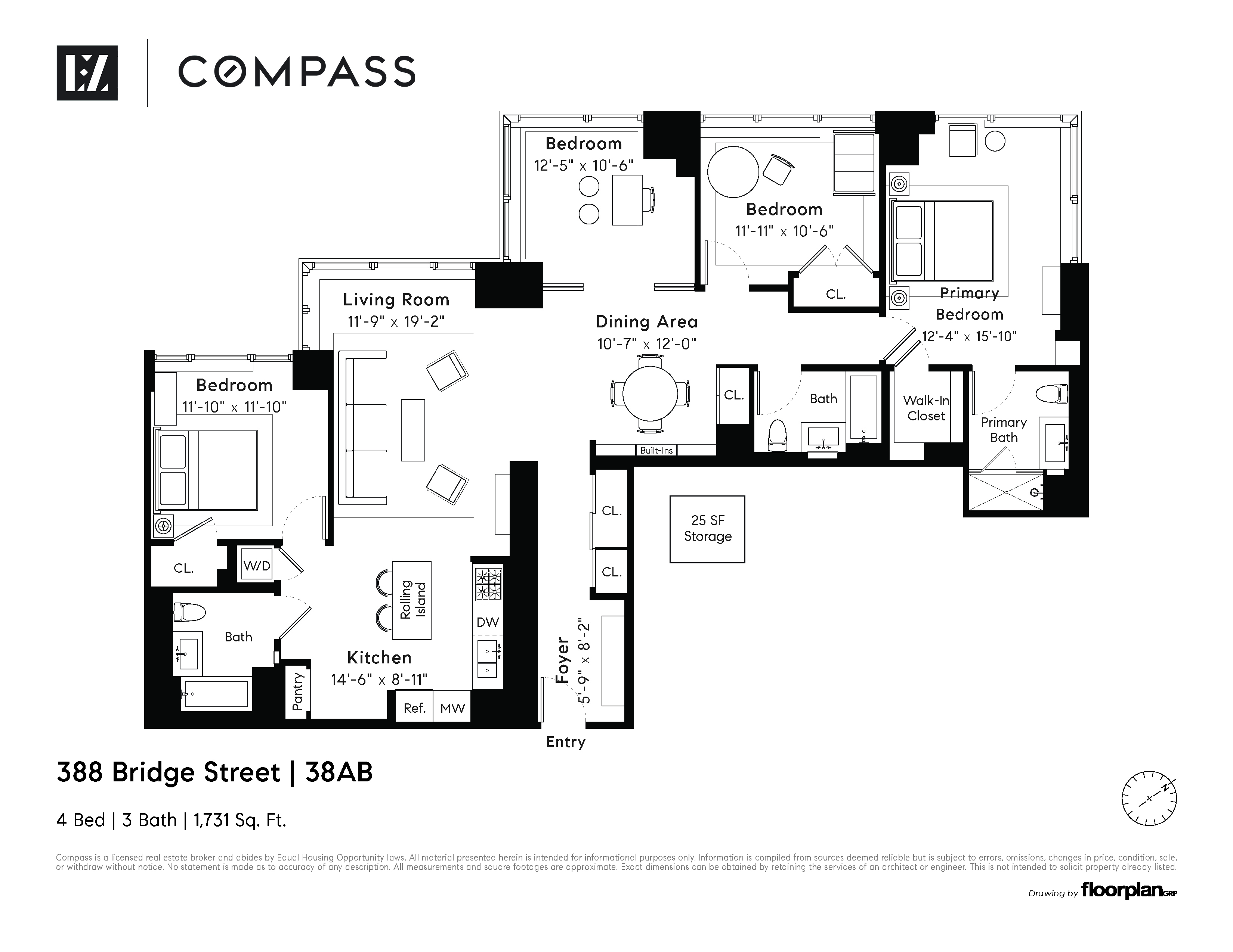 Floorplan for 388 Bridge Street, 38AB