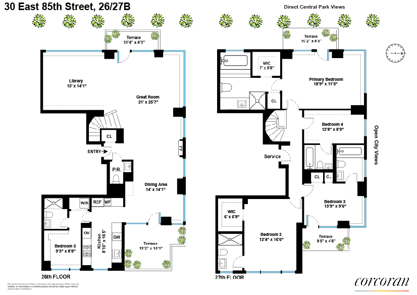 Floorplan for 30 East 85th Street, 26/27B