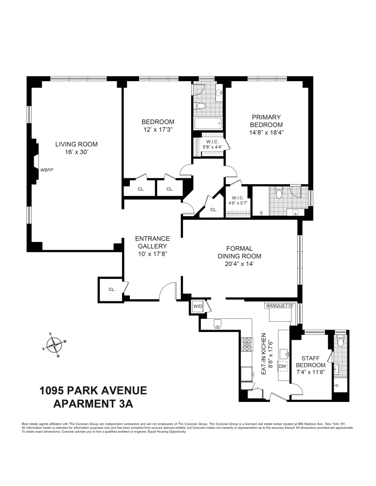 Floorplan for 1095 Park Avenue, 3A