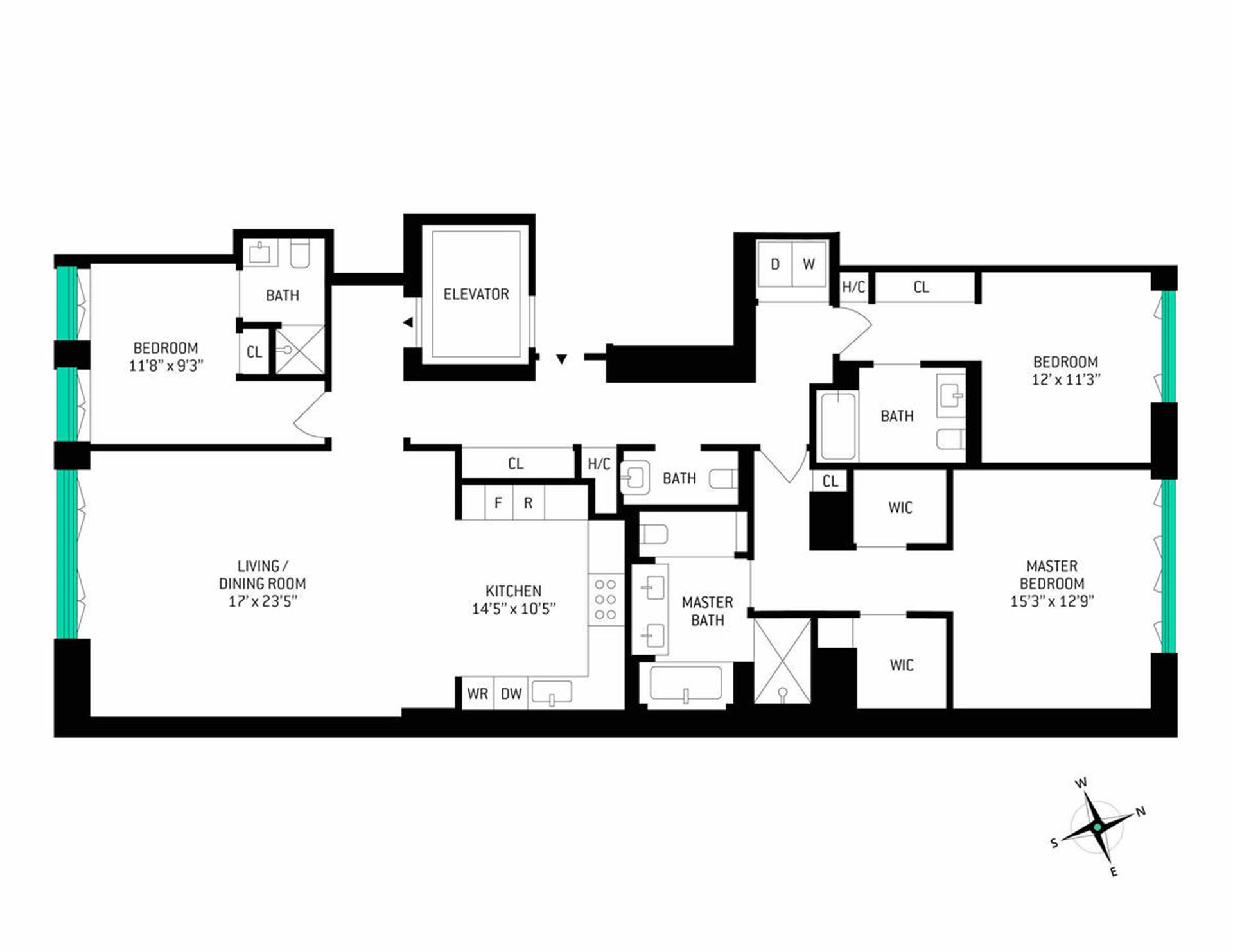 Floorplan for 221 West 77th Street, 6E