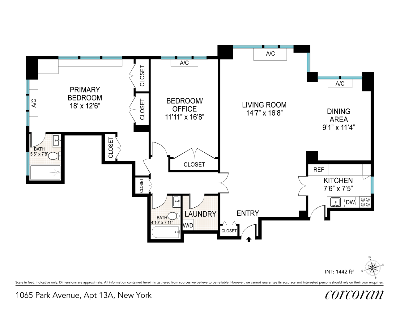 Floorplan for 1065 Park Avenue, 13A