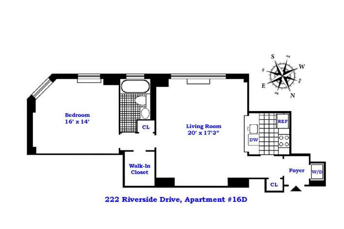Floorplan for 222 Riverside Drive, 16D