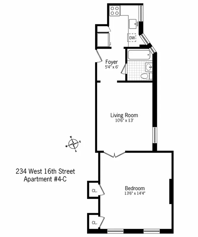 Floorplan for 234 West 16th Street, 4C