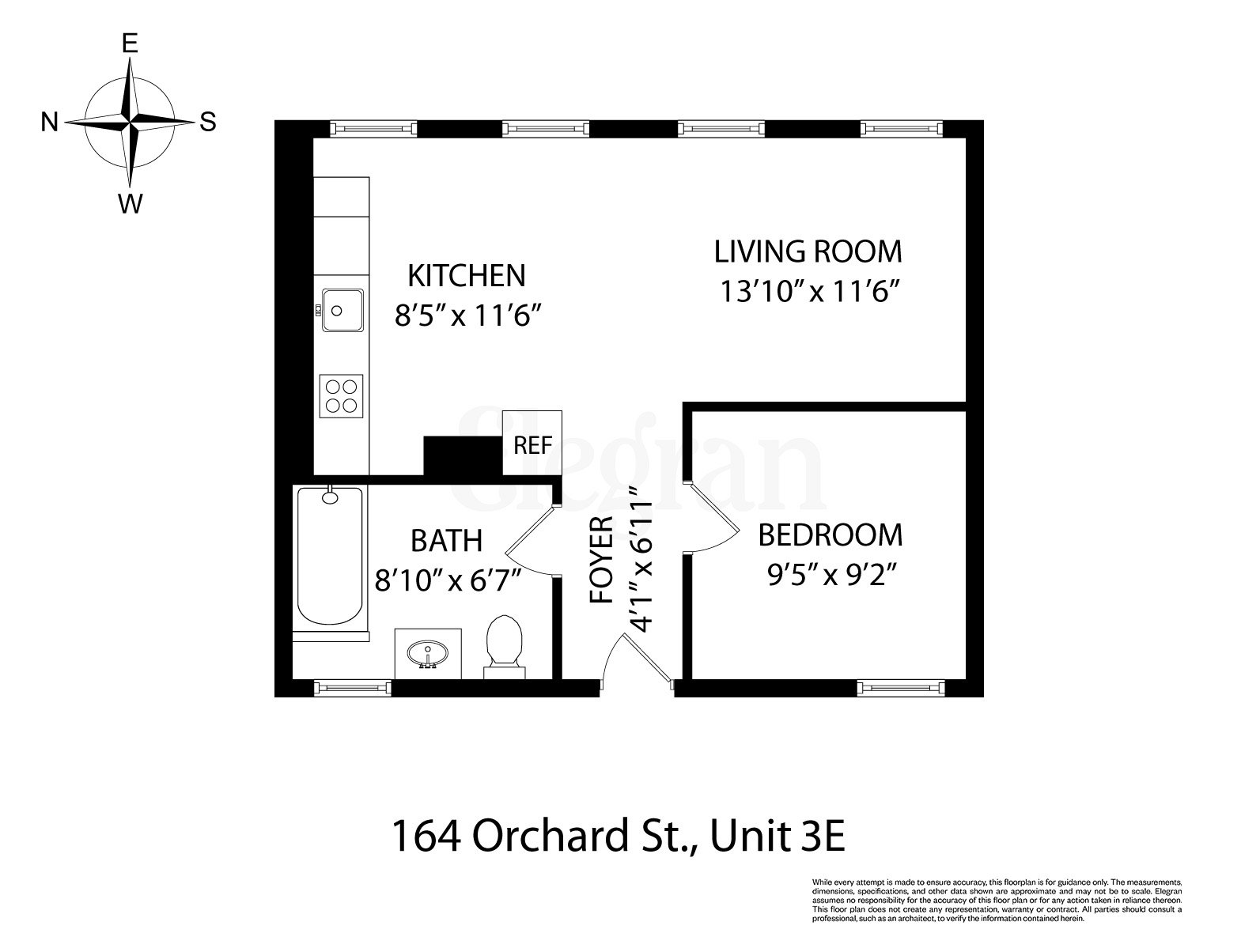 Floorplan for 164 Orchard Street, 3-E