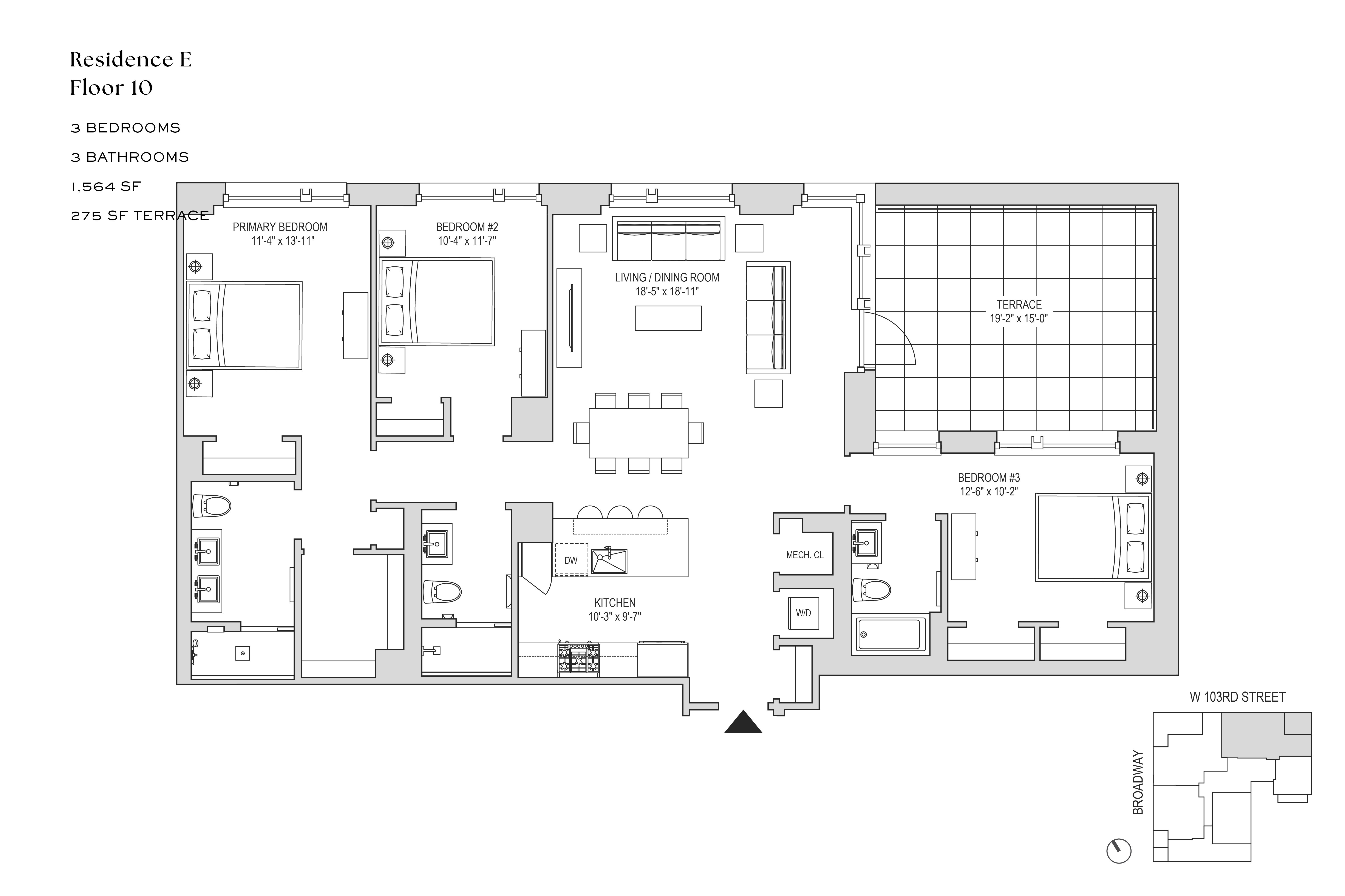 Floorplan for 218 West 103rd Street, 10E