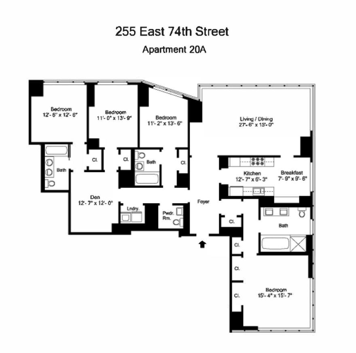 Floorplan for 255 East 74th Street, 20A