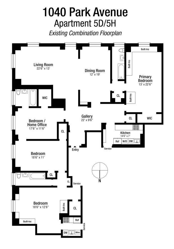 Floorplan for 1040 Park Avenue, 5DH