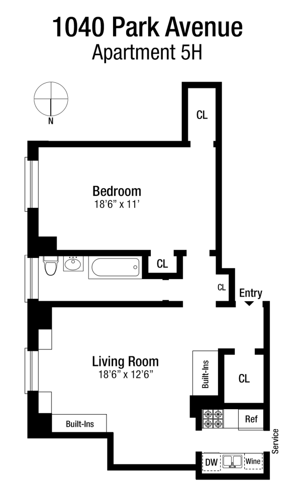 Floorplan for 1040 Park Avenue, 5H