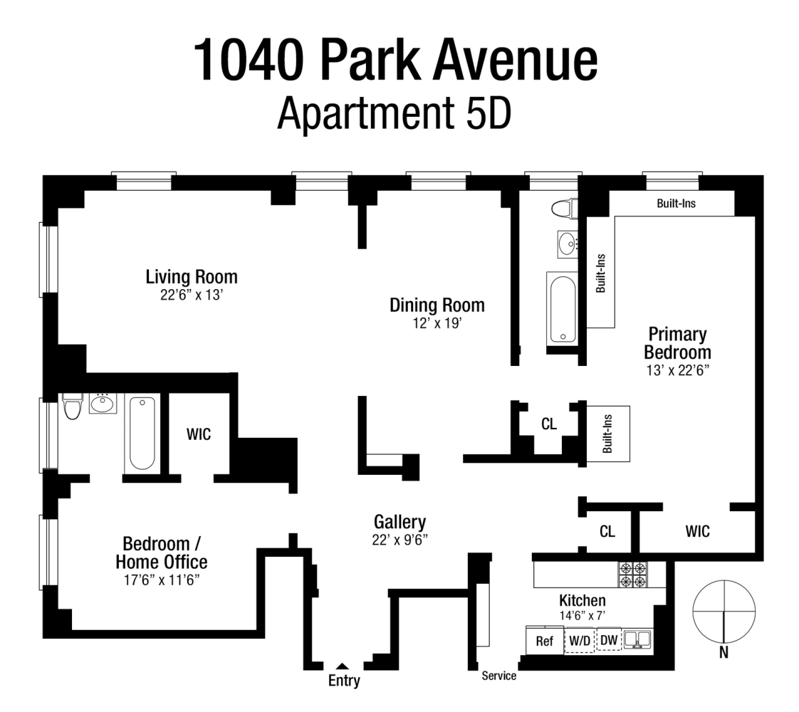 Floorplan for 1040 Park Avenue, 5D