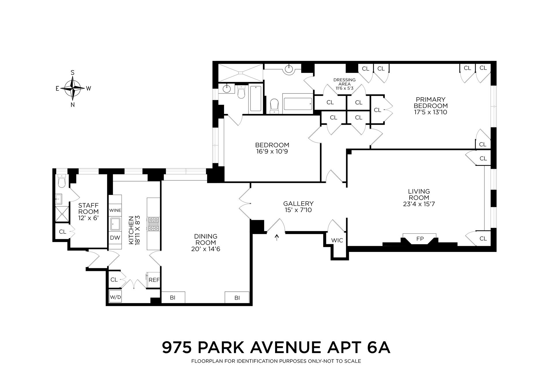 Floorplan for 975 Park Avenue, 6A