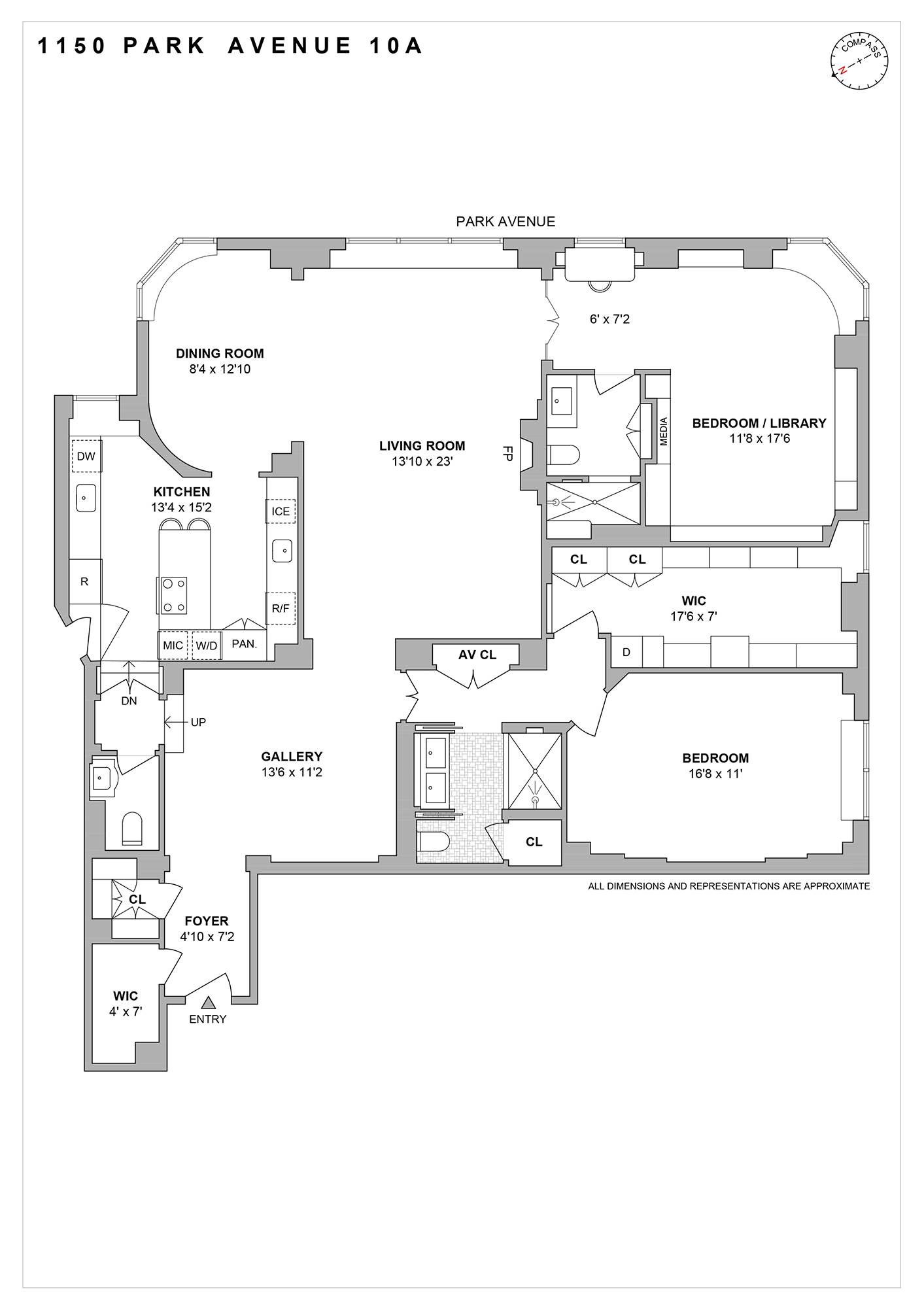 Floorplan for 1150 Park Avenue, 10A