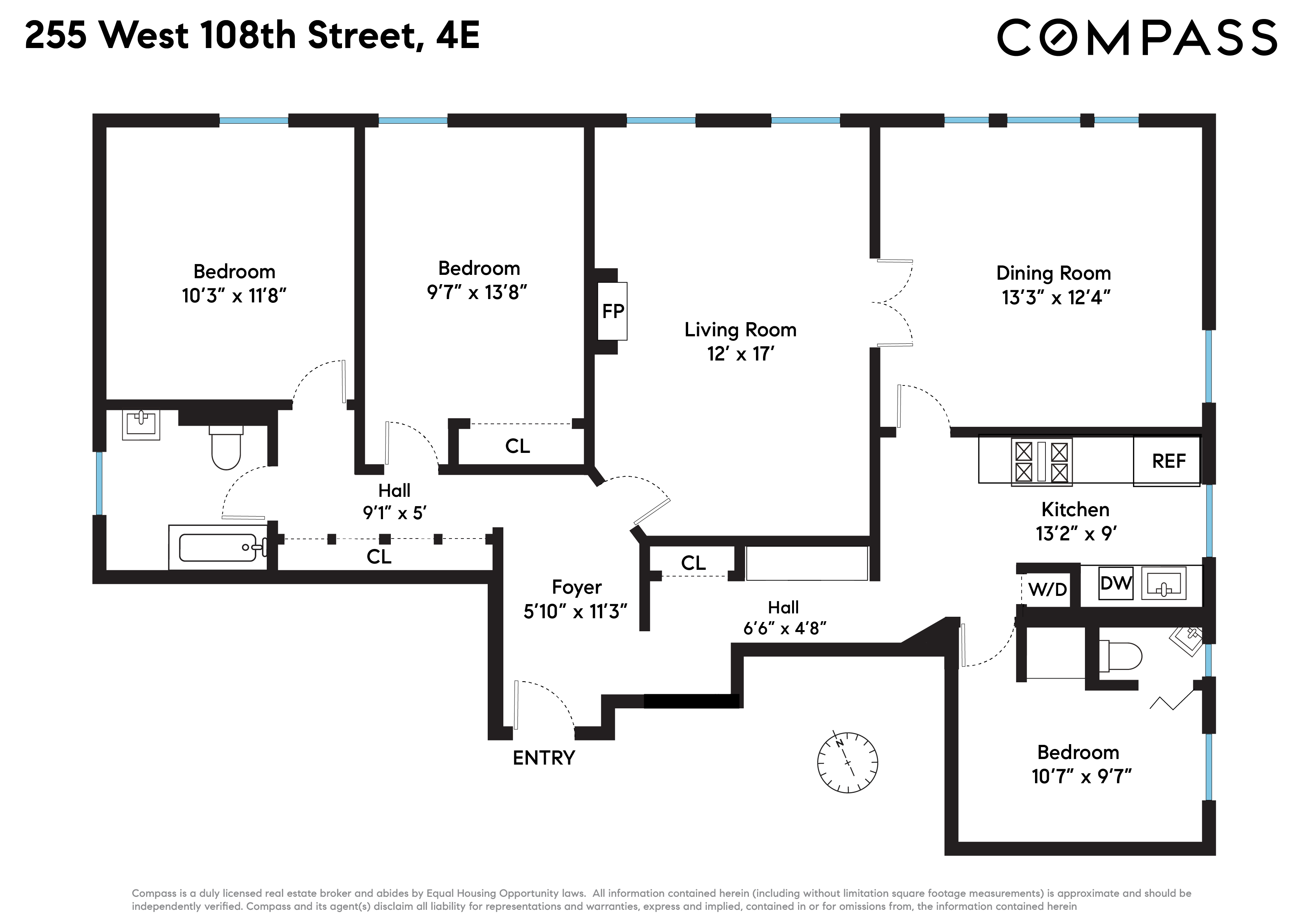 Floorplan for 255 West 108th Street, 4E