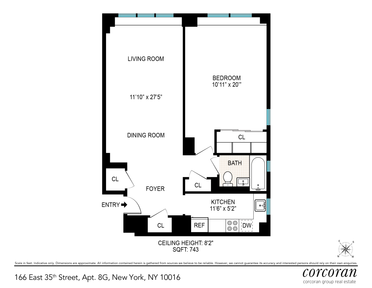 Floorplan for 166 East 35th Street, 8G