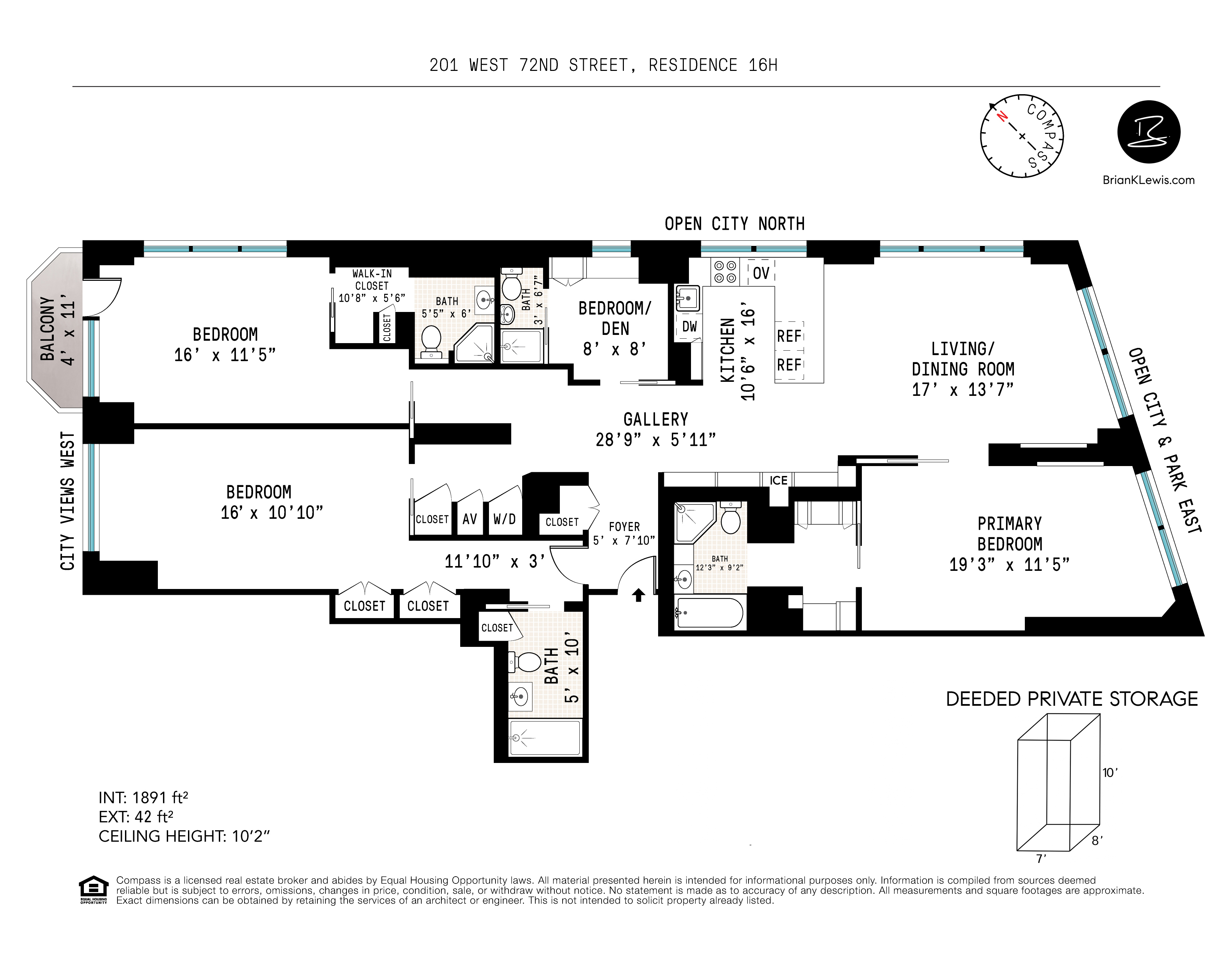 Floorplan for 201 West 72nd Street, 16H