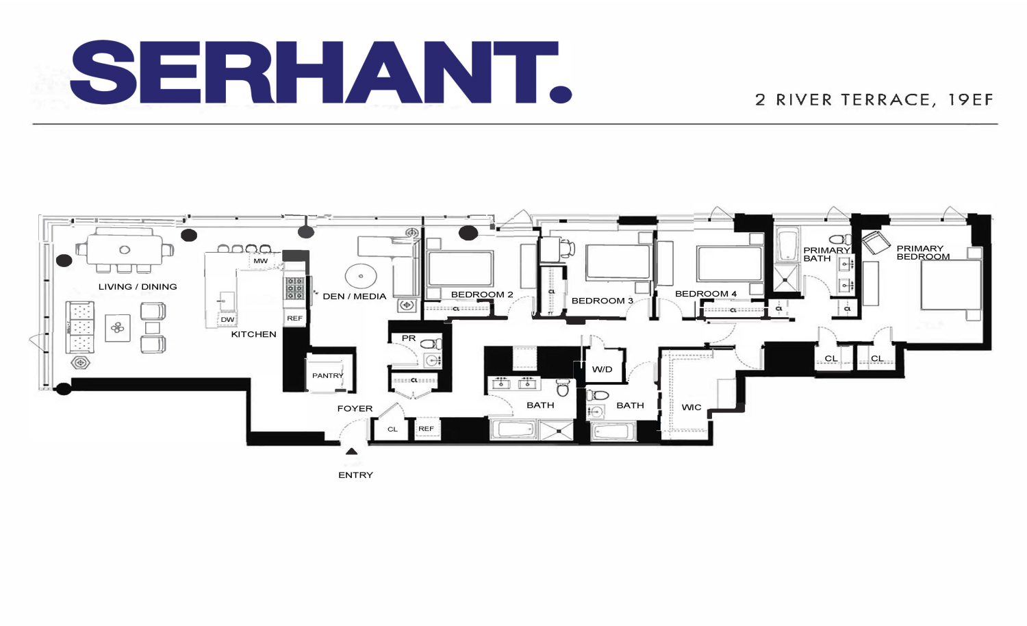 Floorplan for 2 River Terrace, 19EF