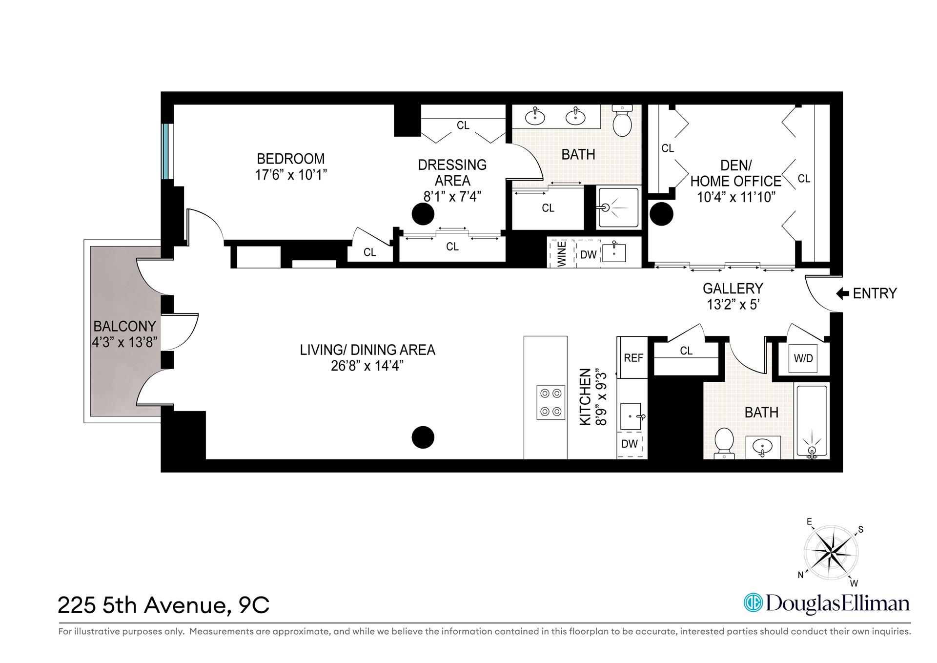 Floorplan for 225 5th Avenue, 9C
