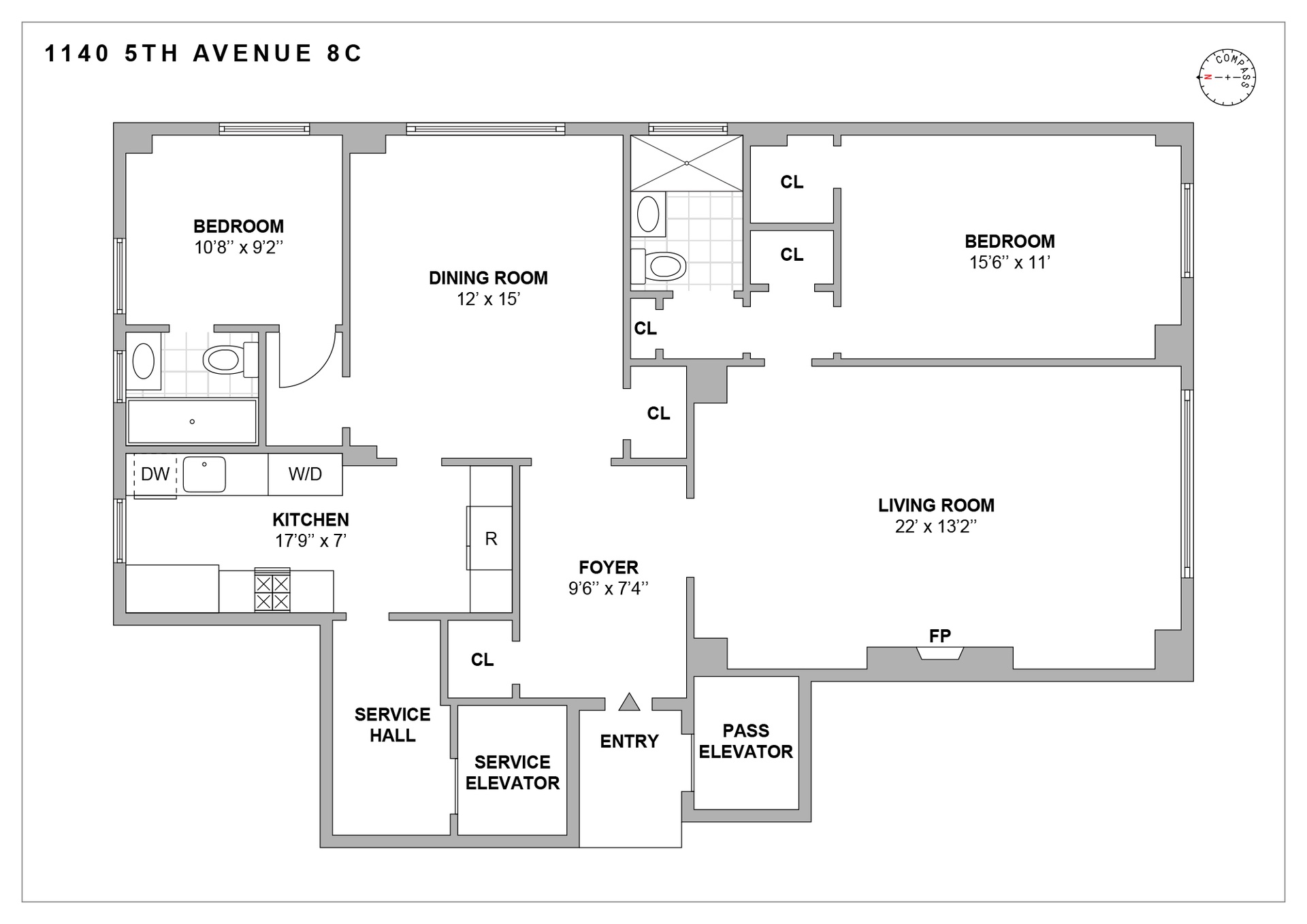 Floorplan for 1140 5th Avenue, 8C