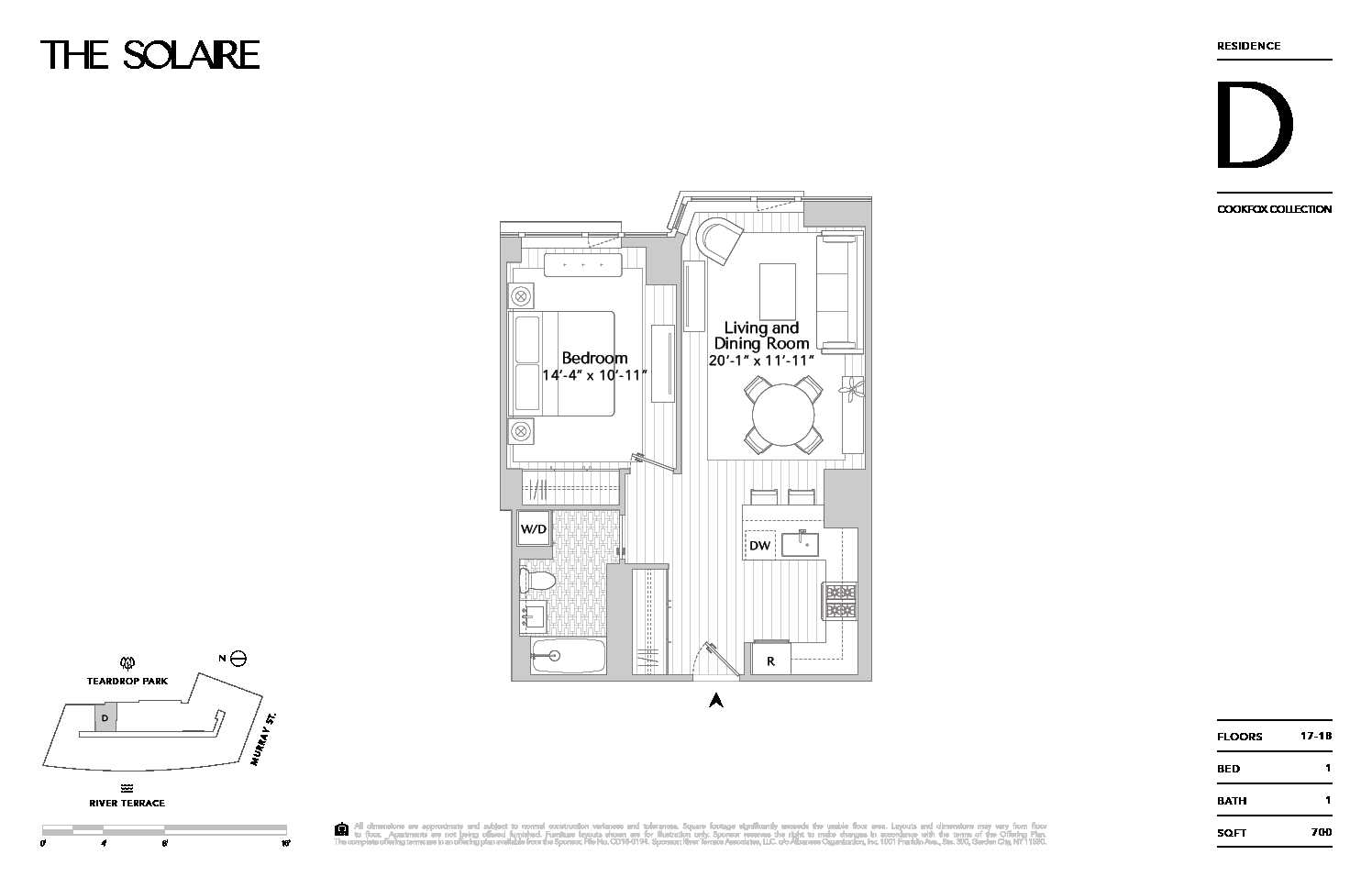 Floorplan for 20 River Terrace, 17D