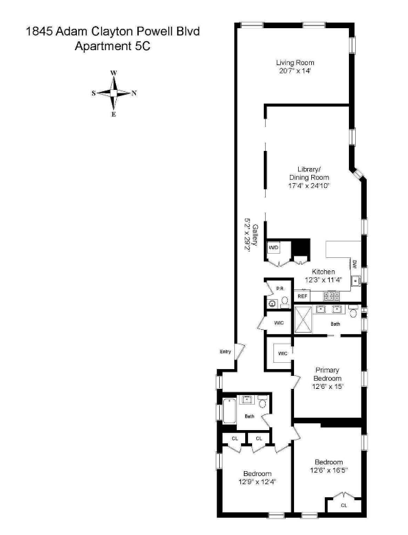 Floorplan for 1845 Adam C Powell Boulevard, 5C