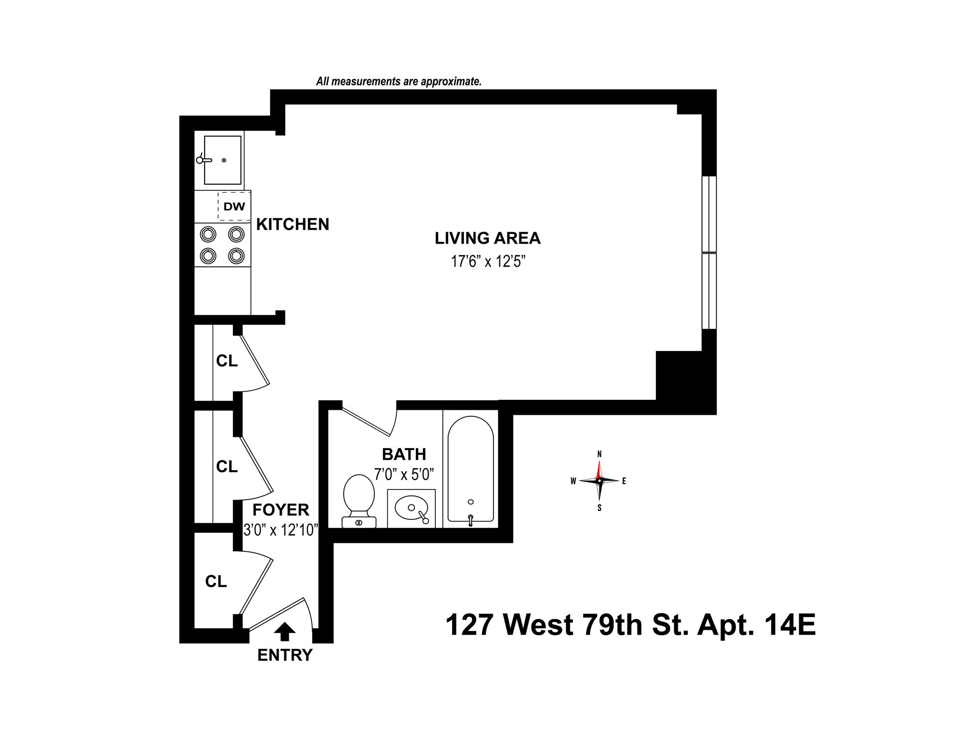 Floorplan for 127 West 79th Street, 14E