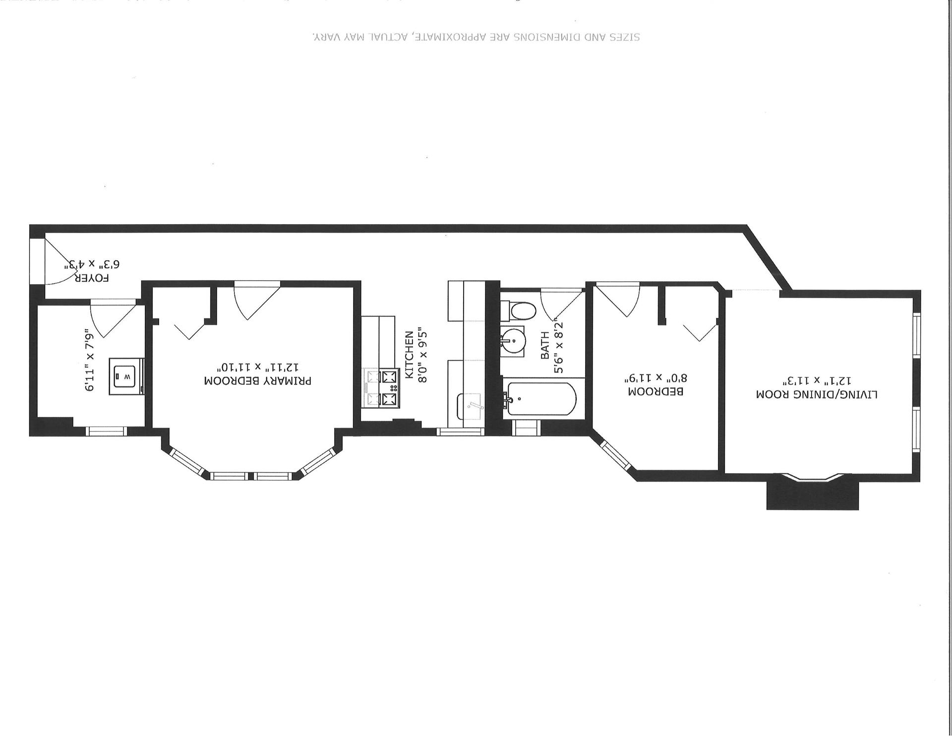 Floorplan for 353 West 117th Street, 2B