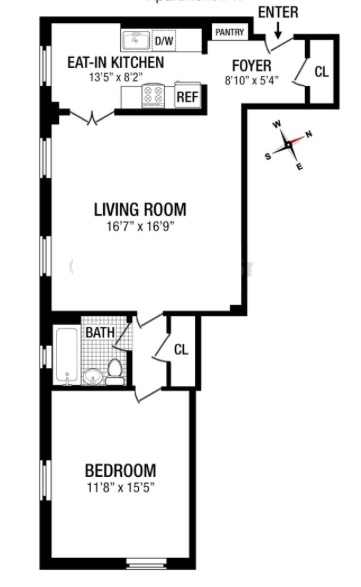 Floorplan for 124 West 93rd Street, 4F