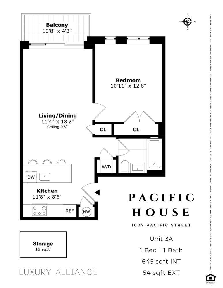 Floorplan for 1607 Pacific Street, 3A