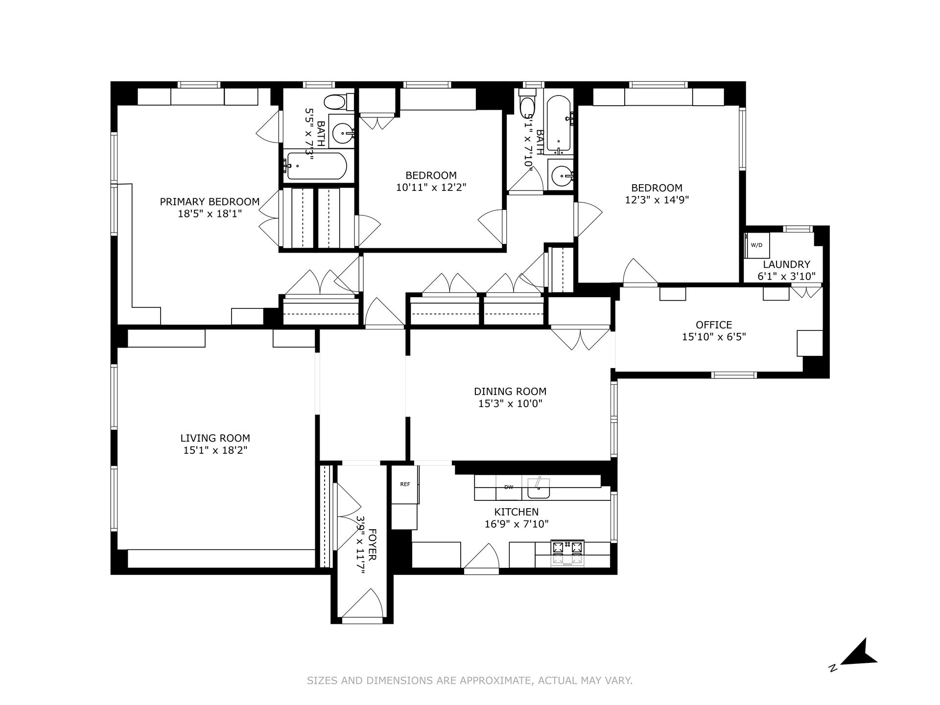 Floorplan for 1133 Park Avenue, 6E