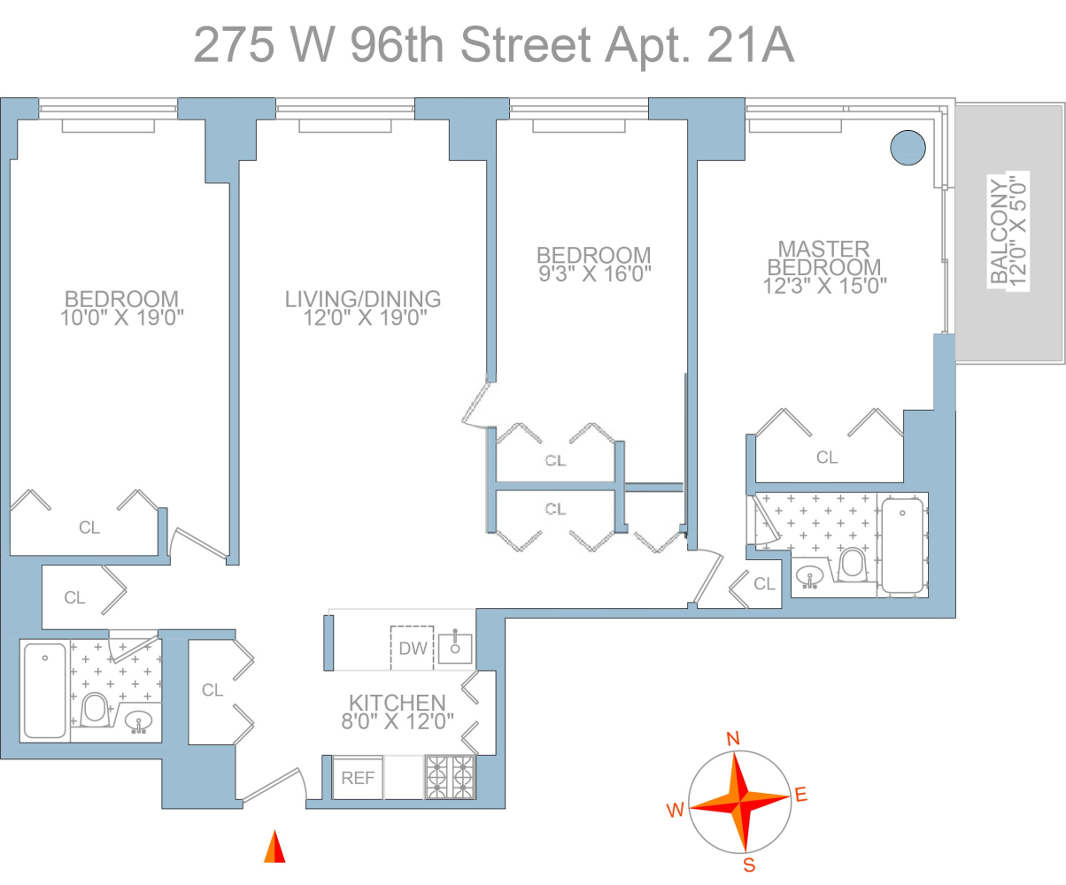 Floorplan for 275 West 96th Street, 21A